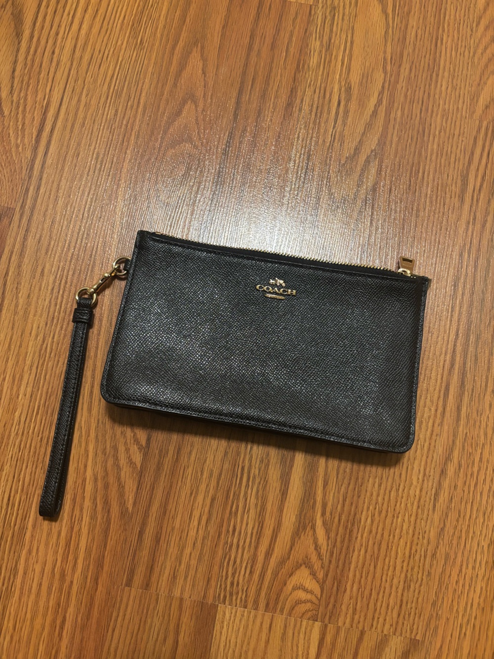 Coach Black Wristlet with Gold Hardware